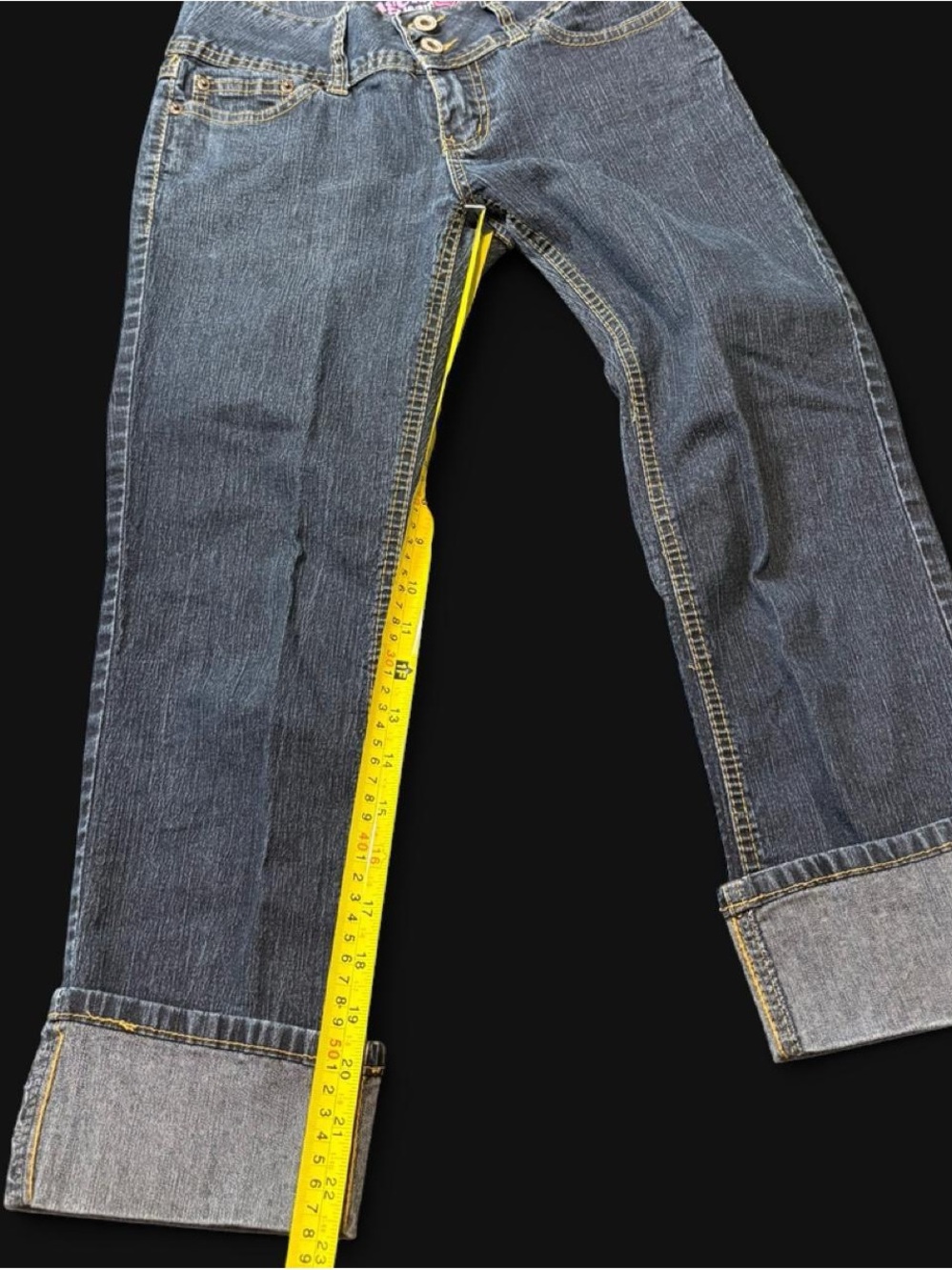 Angels Women's Dark Blue Bootcut Jeans with Cuffed Hem - Picture 3 of 6